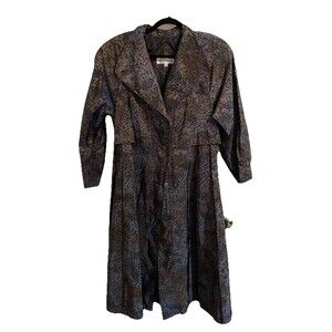 Kristen Blake Full Length Rain trench coat Animal Print Iridescent Lined size 4